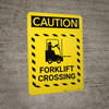 Caution: Forklift Crossing with Graphic Left - Portrait Wall Sign