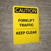 Caution: Forklift Traffic - Portrait Wall Sign