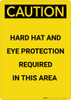Caution: Hard Hat and Eye Protection Required In Area - Portrait Wall Sign Caution: Hard Hat and Eye Protection Required In Area - Portrait Wall Sign