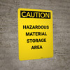 Caution: Hazardous Material Storage Area - Portrait Wall Sign