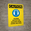 Caution: Hearing Protection Required When Doors Open - Portrait Wall Sign