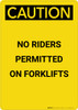 Caution: No Riders Permitted on Forklifts - Portrait Wall Sign