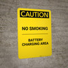 Caution: No Smoking Battery Charging - Portrait Wall Sign