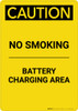 Caution: No Smoking Battery Charging - Portrait Wall Sign