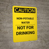 Caution: Non Potable Water Not For Drinking - Portrait Wall Sign