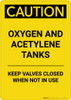 Caution: Oxygen and Aceylene Tanks Keep Valves Closed - Portrait Wall Sign