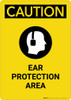 Caution: PPE Ear Protection Area With Graphic - Portrait Wall Sign
