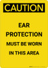 Caution: PPE Ear Protection Must be Worn in Area - Portrait Wall Sign