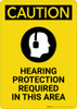 Caution: PPE Hearing Protection Required in This Area with Graphic - Portrait Wall Sign