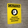 Caution: PPE Hearing Protection Required with Graphic - Portrait Wall Sign