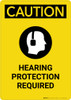 Caution: PPE Hearing Protection Required with Graphic - Portrait Wall Sign