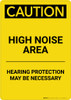 Caution: PPE High Noise Area Hearing Protection Necessary - Portrait Wall Sign Caution: PPE High Noise Area Hearing Protection Necessary - Portrait Wall Sign