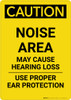 Caution: PPE Noise Area May Cause Hearing Loss Use Hearing Protection - Portrait Wall Sign Caution: PPE Noise Area May Cause Hearing Loss Use Hearing Protection - Portrait Wall Sign