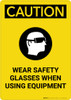 Caution: PPE Wear Safety Glasses When Using Equipment - Portrait Wall Sign