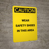 Caution: PPE Wear Safety Shoes in This Area - Portrait Wall Sign