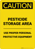 Caution: Pesticide Storage Area use PPE - Portrait Wall Sign