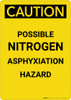 Caution: Possible Nitrogen Asphyciation Hazard - Portrait Wall Sign Caution: Possible Nitrogen Asphyciation Hazard - Portrait Wall Sign