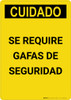 Caution: Safety Glasses Required Spanish - Portrait Wall Sign