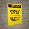 Caution: Sound Horn Spanish - Portrait Wall Sign