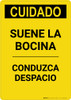 Caution: Sound Horn Spanish - Portrait Wall Sign