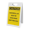 Caution: Centerfill Lid Must be Open When Emptying Silo - A-Frame Sign