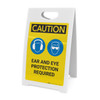 Caution: Ear And Eye Protection Required With Graphic - A-Frame Sign
