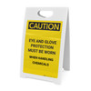 Caution: Eye and Glove Protection With Chemicals - A-Frame Sign