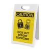 Caution: Lock Out Before Servicing - A-Frame Sign