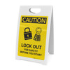 Caution: Lock Out For Safety Before You Start with Graphic - A-Frame Sign