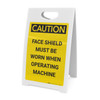 Caution: PPE Face Shield Must be Worn With Operating Machine - A-Frame Sign Caution: PPE Face Shield Must be Worn With Operating Machine - A-Frame Sign