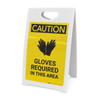 Caution: PPE Gloves Required in This Area - A-Frame Sign Caution: PPE Gloves Required in This Area - A-Frame Sign
