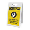 Caution: PPE High Noise Area Wear Hearing Protection with Graphic - A-Frame Sign