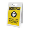 Caution: PPE Protect Eyes Wear Goggles At All Times - A-Frame Sign