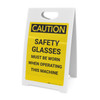 Caution: PPE Safety Glasses Must Be Worn When Operating Machine - A-Frame Sign Caution: PPE Safety Glasses Must Be Worn When Operating Machine - A-Frame Sign
