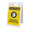 Caution: PPE Wear Ear Protection With Graphic - A-Frame Sign Caution: PPE Wear Ear Protection With Graphic - A-Frame Sign