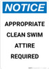 Notice: Appropriate Clean Swim Attire Required - Portrait Wall Sign