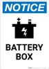 Notice: Battery Box with Icon - Portrait Wall Sign