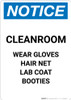 Notice: Cleanroom Wear PPE - Portrait Wall Sign Notice: Cleanroom Wear PPE - Portrait Wall Sign