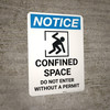 Notice: Confined Space Do Not Enter Without Permit Confined Person Icon - Portrait Wall Sign