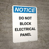 Notice: Do Not Block Electrical Panel - Portrait Wall Sign