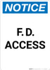 Notice: F. D. Access - Portrait Wall Sign