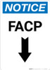 Notice: FACP Down Arrow - Portrait Wall Sign
