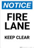 Notice: Fire Lane Keep Clear - Portrait Wall Sign Notice: Fire Lane Keep Clear - Portrait Wall Sign