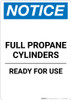Notice: Full Propane Cylinders Ready for Use - Portrait Wall Sign