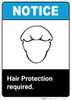 Notice: Hair Protection Required with Icon ANSI - Portrait Wall Sign