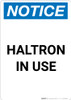 Notice: Halotron In Use - Portrait Wall Sign Notice: Halotron In Use - Portrait Wall Sign