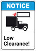 Notice: Low Clearance ANSI with Graphic - Portrait Wall Sign Notice: Low Clearance ANSI with Graphic - Portrait Wall Sign
