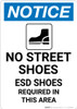Notice: No Street Shoes ESD Shoes Required with Icon - Portrait Wall Sign