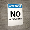 Notice: No Trespassing Or Loitering On This Property ANSI with Icon - Portrait Wall Sign