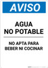 Notice: Non Potable Water Not For Drinking Cooking Spanish - Portrait Wall Sign Notice: Non Potable Water Not For Drinking Cooking Spanish - Portrait Wall Sign